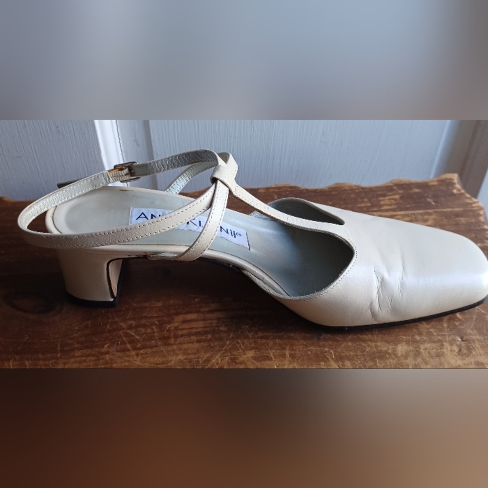 Anne Klein Bone Leather T-Straps - Picture 2 of 4